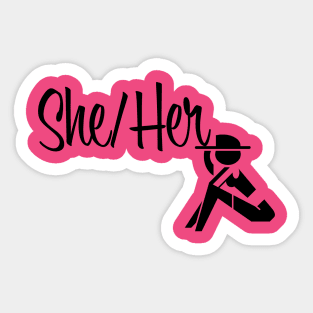 She/her with figure Sticker